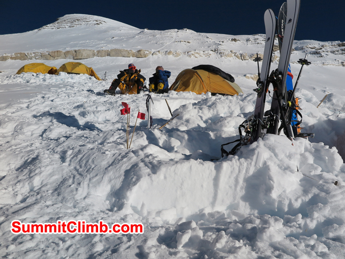 Ski Pole are ready for ski on Cho Oyu. Photo Stefan Brohn